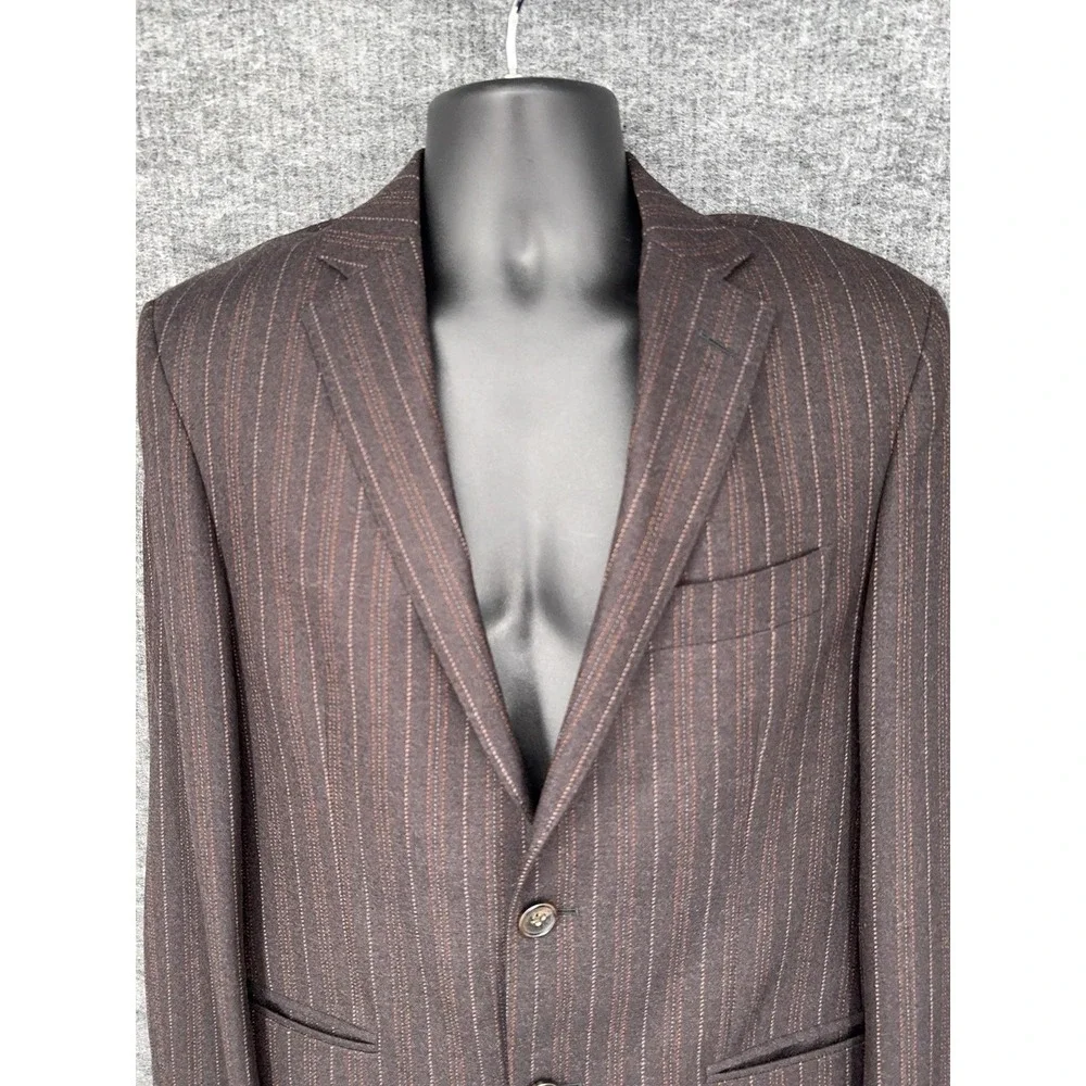 Etro Blazer Mens IT 48 Brown Wool Stripe Sport Coat Jacket Silk Lining Italy